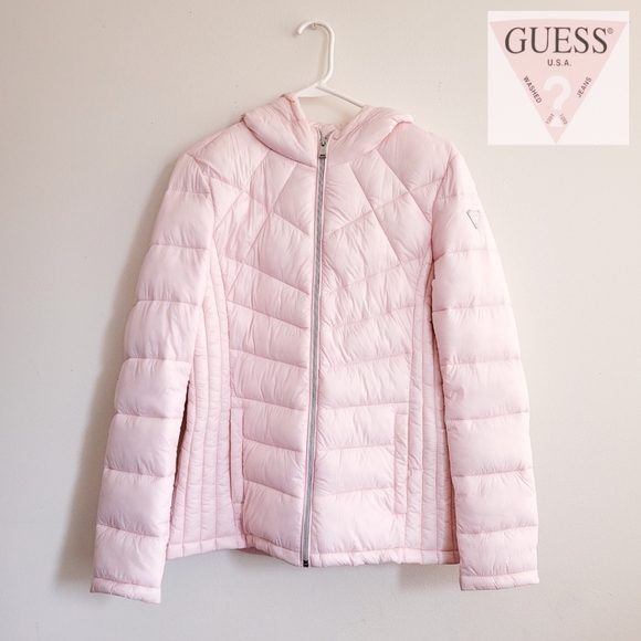🚫SOLD: GUESS Pink Puffer Jacket - Picture 1 of 10